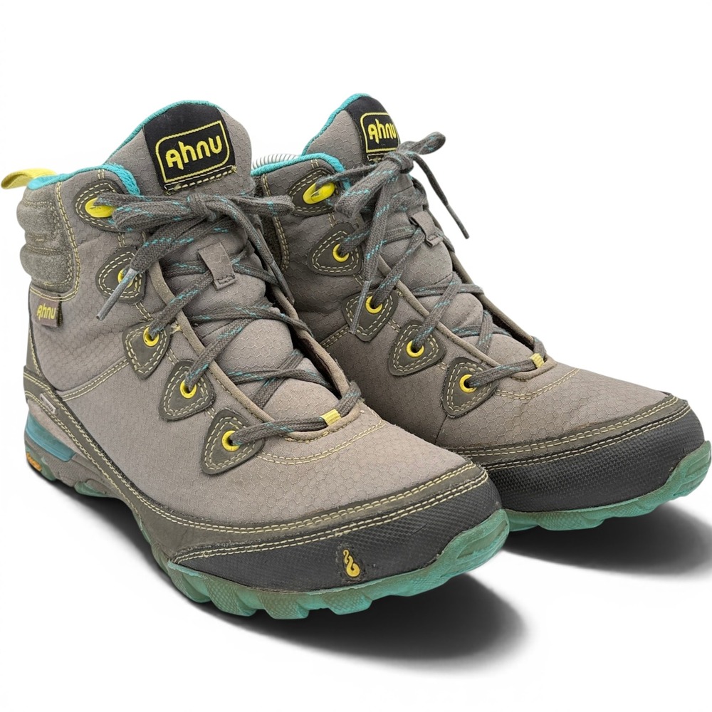 Ahnu Sugarpine Hiking Boots WMN 8.5 Gray Teal Waterproof Vibram Gorpcore Granola